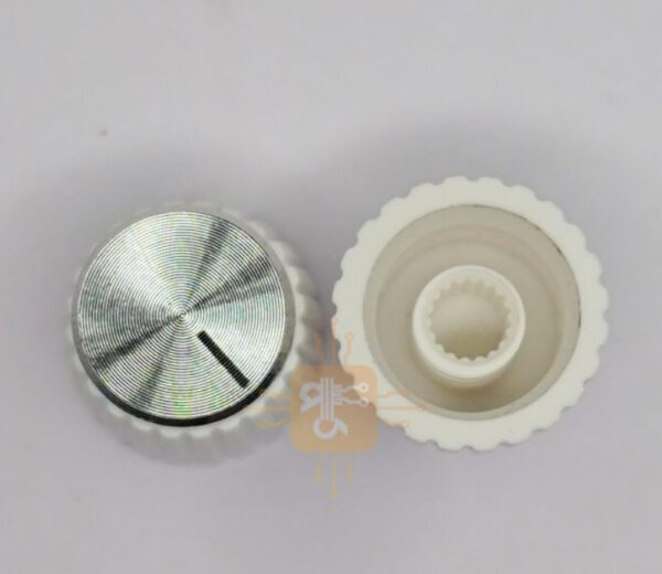 MG Series Potentiometer Knob White-Silver Metal Crown